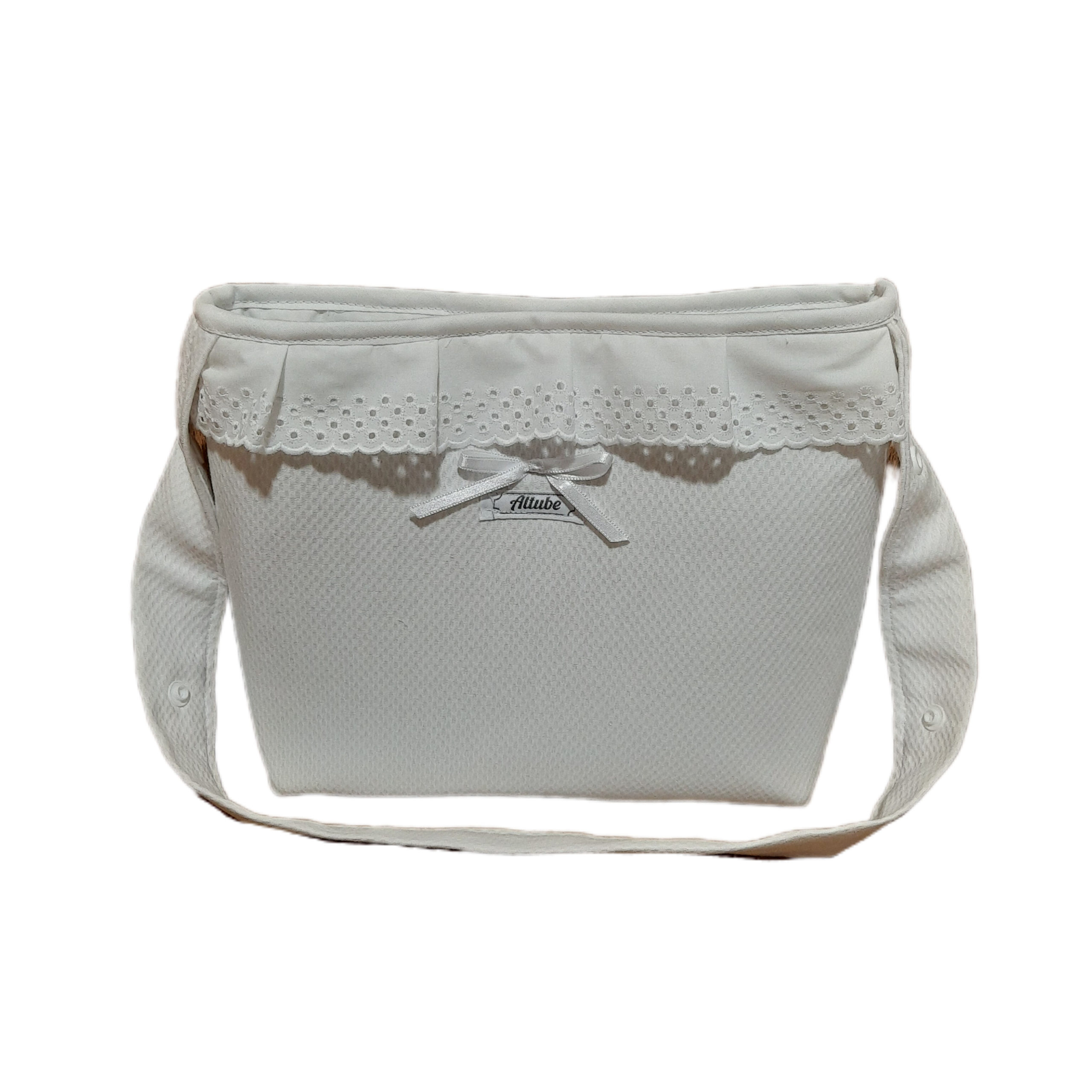 piqué blanco panal de abeja con tira bordada