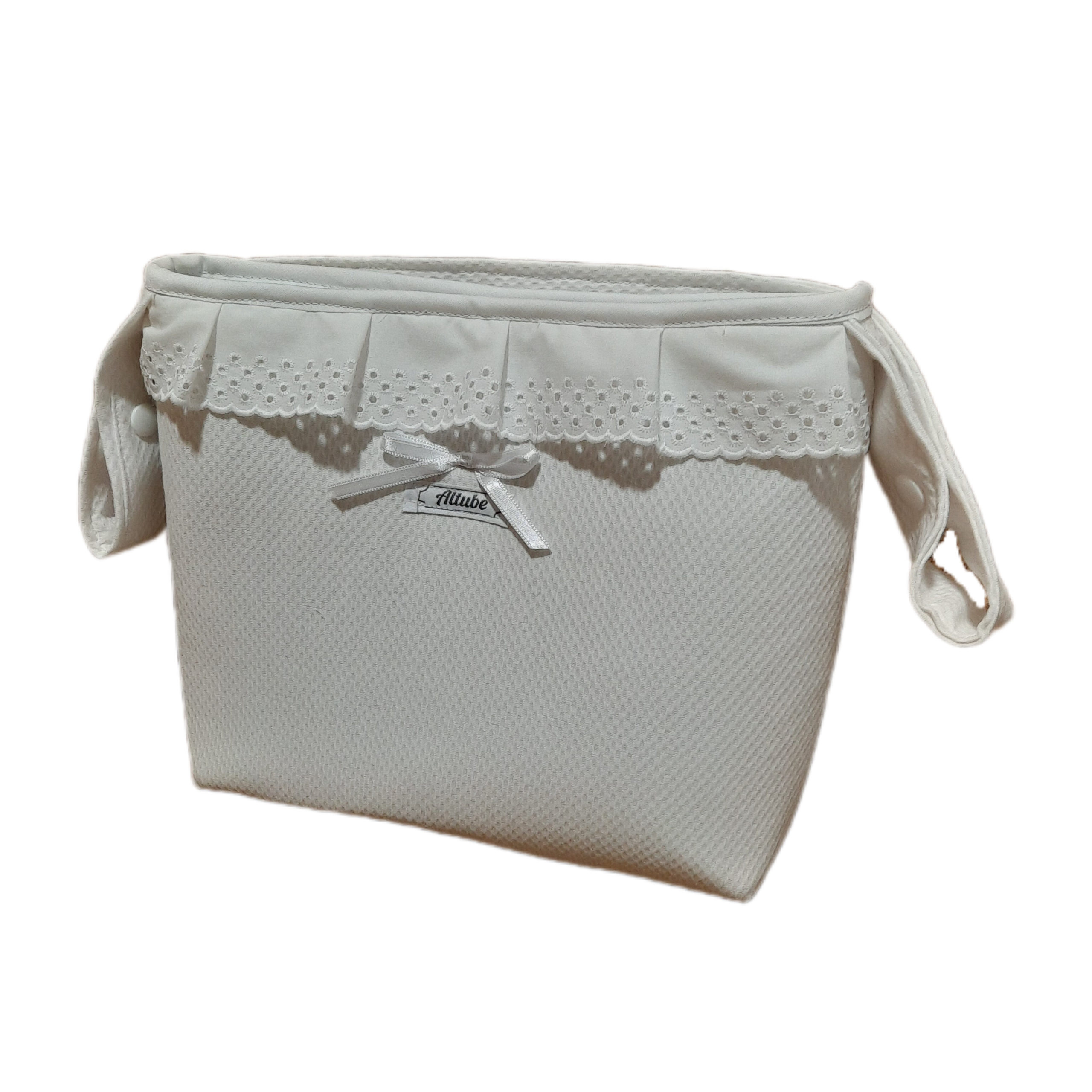 piqué blanco panal de abeja con tira bordada